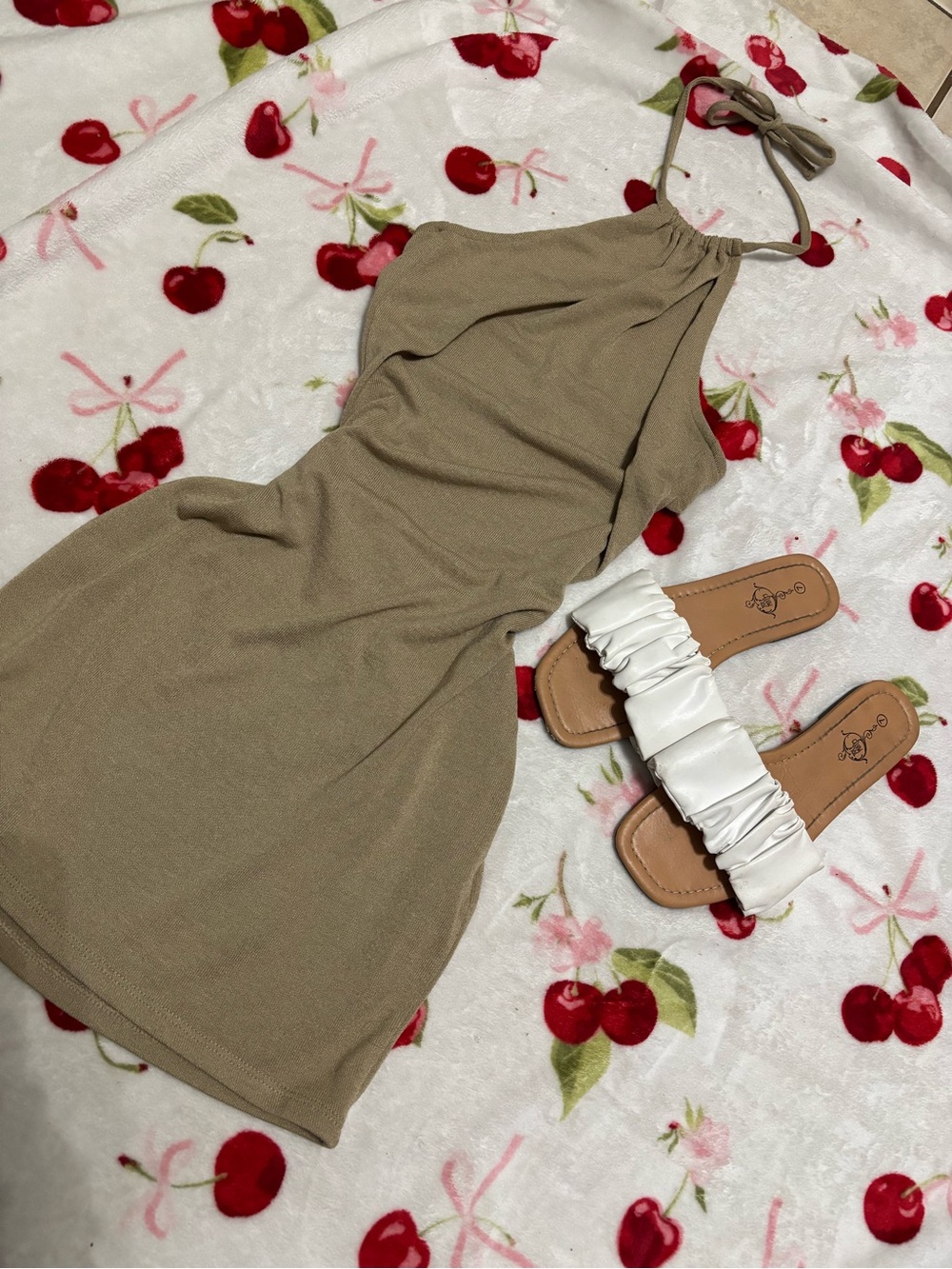 SHEIN Taupe Halter Mini Dress